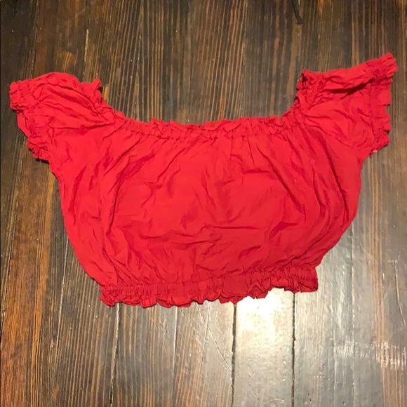 Tops - Red off shoulder shirt